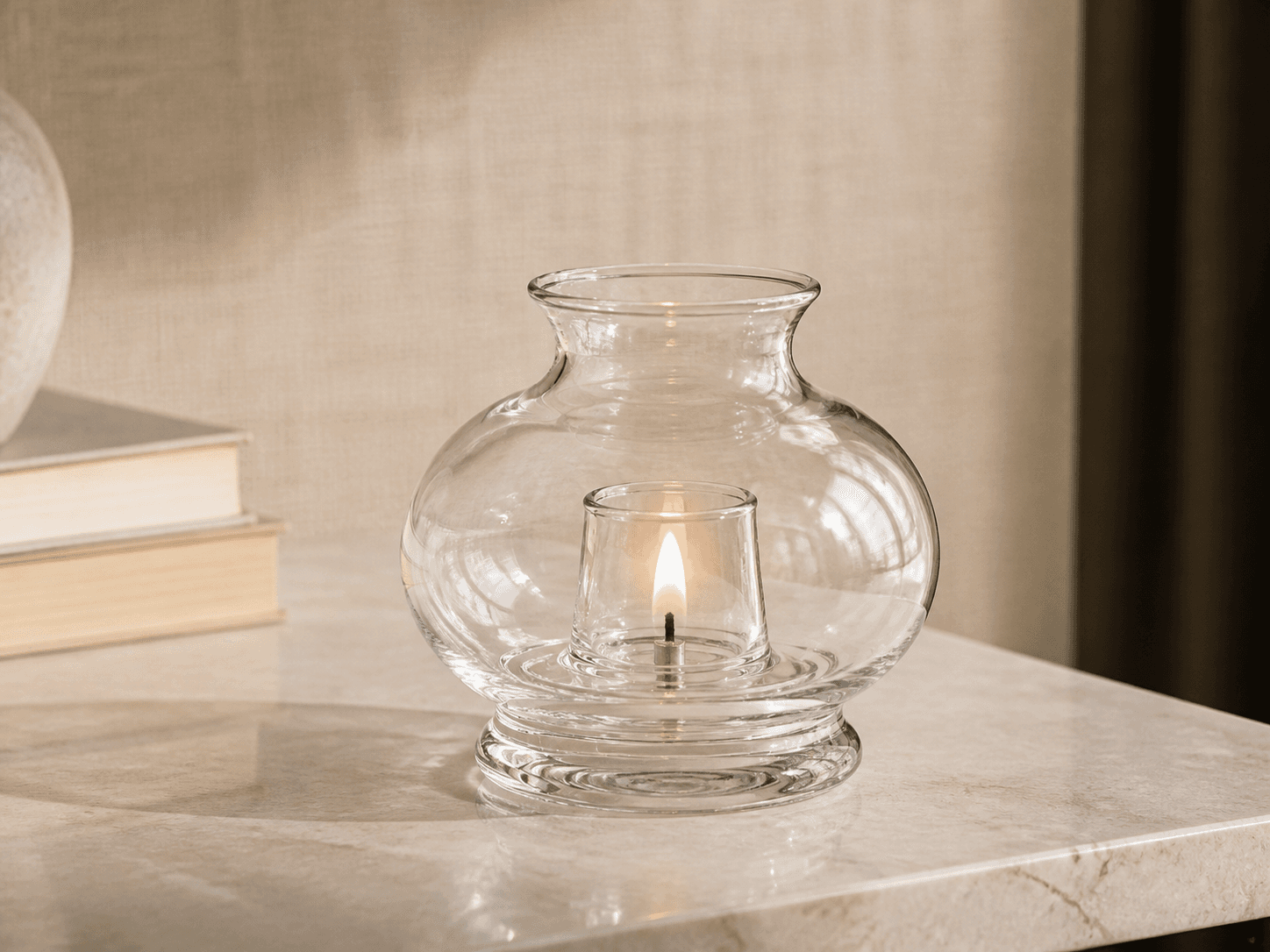 Oil Lamp / Candle Holder used for sculptural lighting for interiors in a design pieces setting