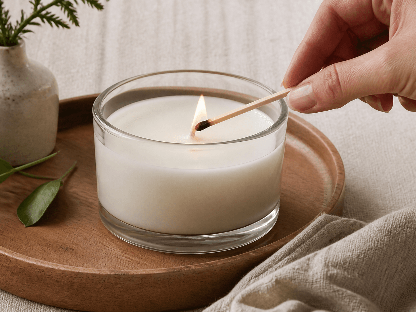Soy-wax Wide-mouth Jar used for soy and blended-wax retail candles in a natural wax candles setting