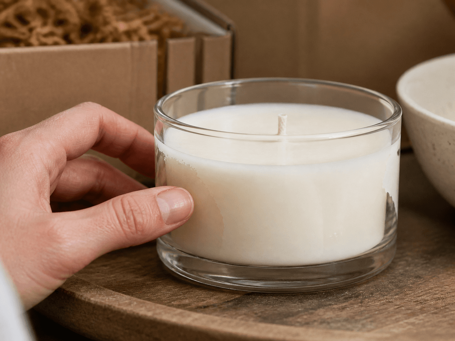 Soy-wax Wide-mouth Jar used for patches a buyer reads as damage in a customer complaints setting