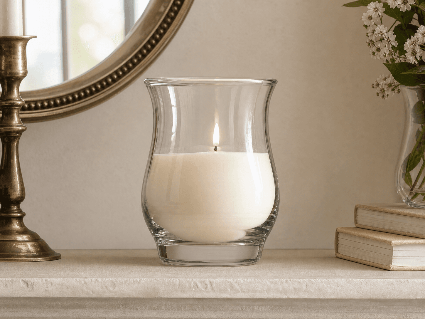 Tulip Candle Jar used for sculptural pieces for a mantel or table in a decorative candles setting