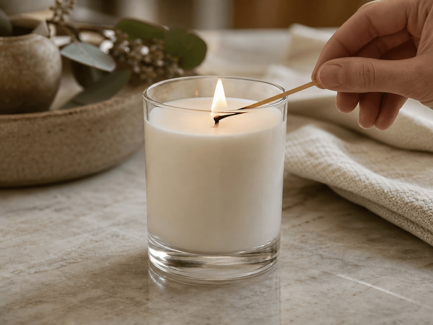 Tumbler Candle Vessel used for single-wick home candles in a signature fragrance setting