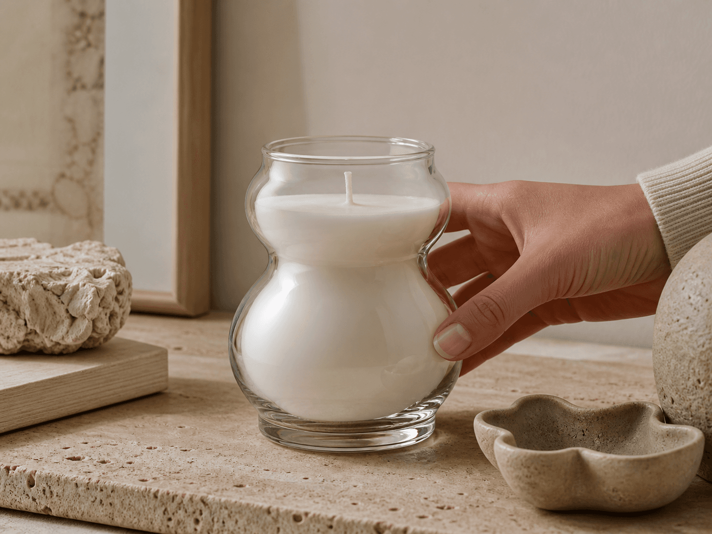 Wavy / Gourd Candle Vessel used for organic forms for design-led interiors in a sculptural candles setting