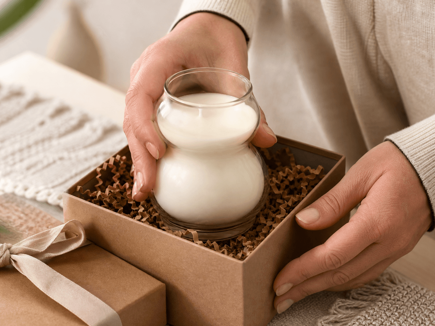 Wavy / Gourd Candle Vessel used for distinctive pieces bought as presents in a gifting setting