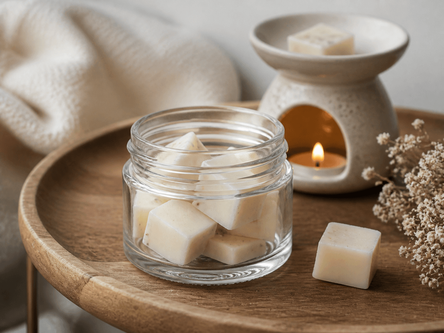 Wax Melt Glass Jar used for keeping fragrance in an opened jar in a scent retention setting