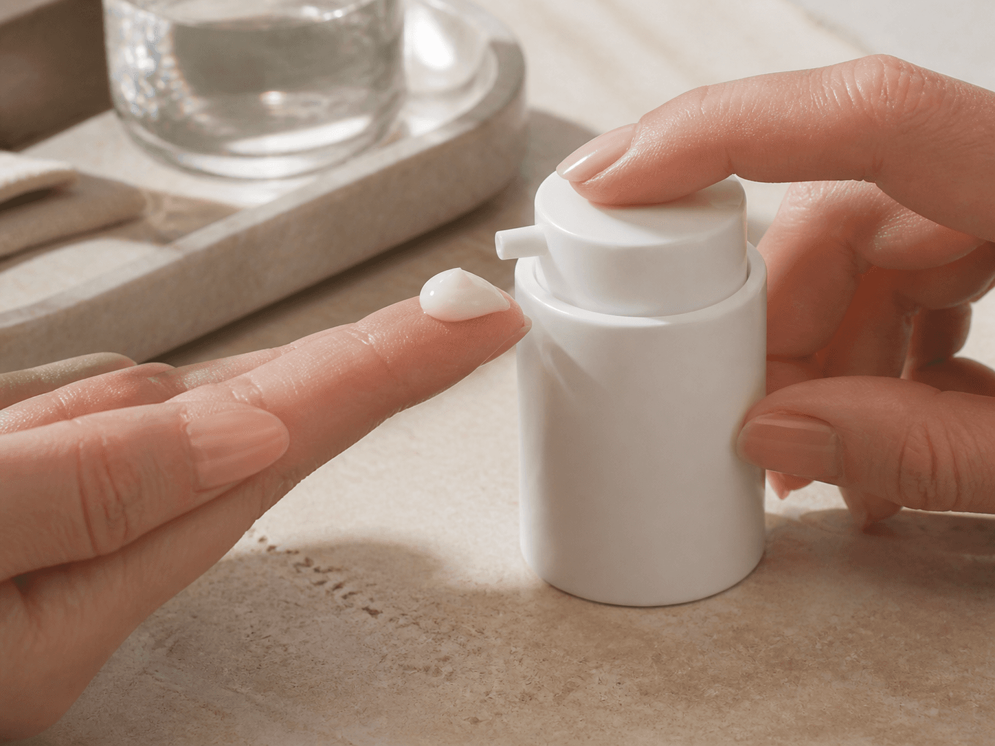 Airless Pump used for a small jar that costs a great deal in a prestige skincare setting