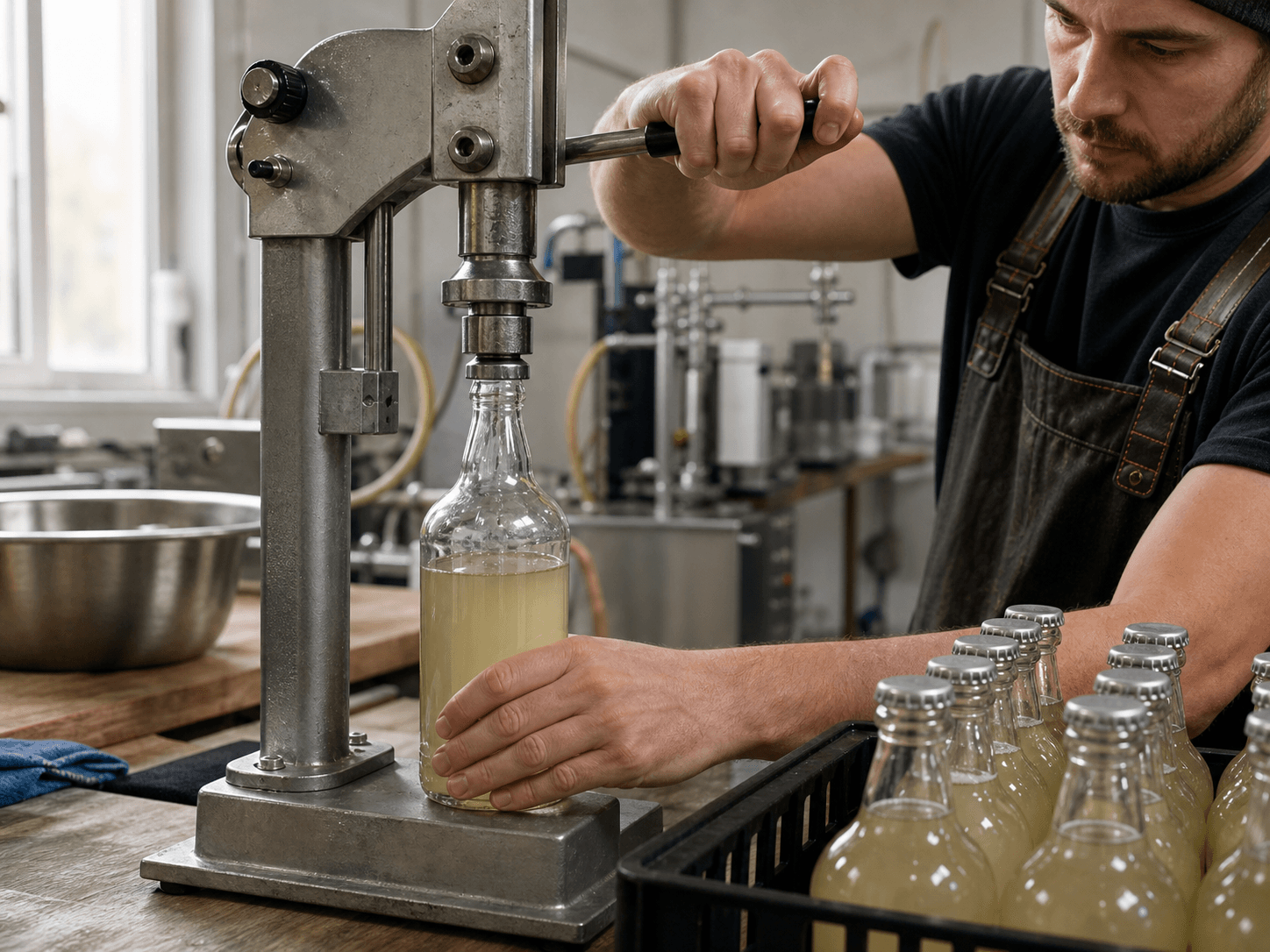 Crown Cap used for small-batch bottling lines in a craft breweries setting