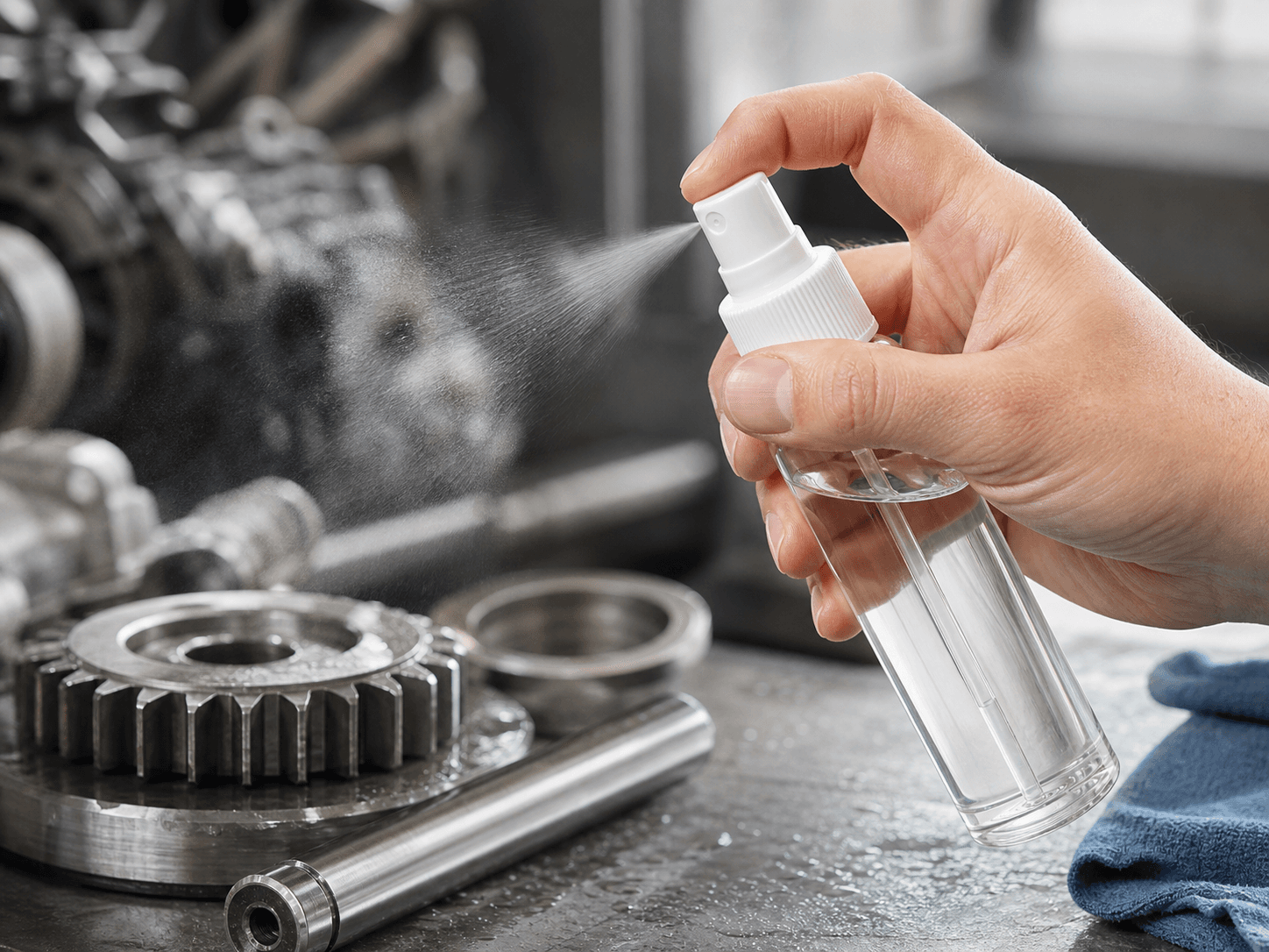 Mist Sprayer used for solvents and surfactants against the parts in a formula compatibility setting