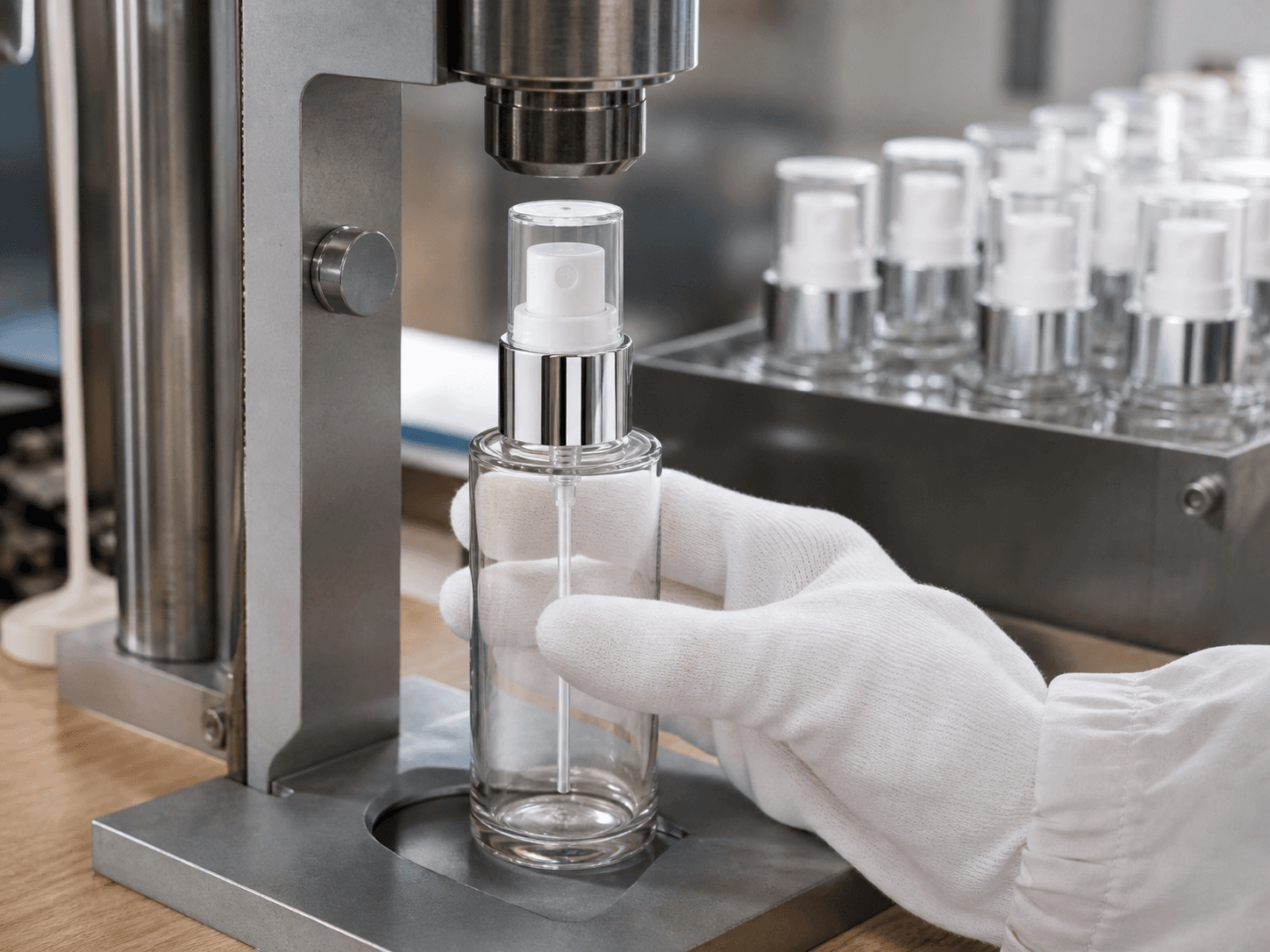 Perfume Crimp Sprayer used for sprayers fixed for the life of the bottle in a fine fragrance setting