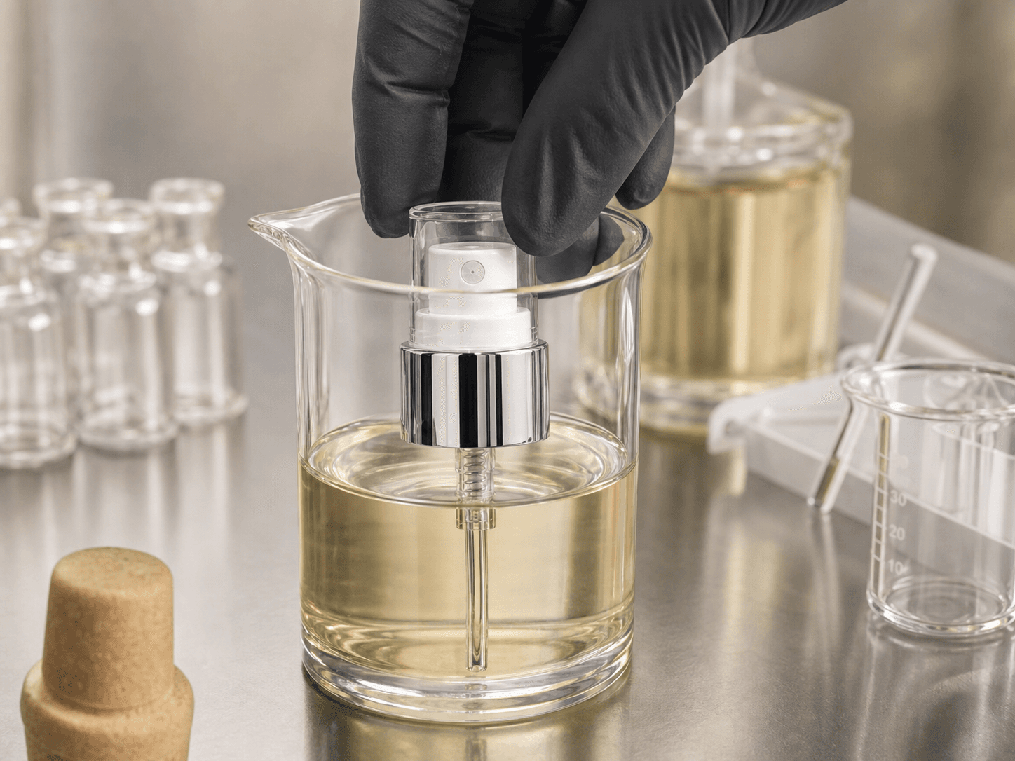 Perfume Crimp Sprayer used for components immersed in fragrance for years in a alcohol contact setting