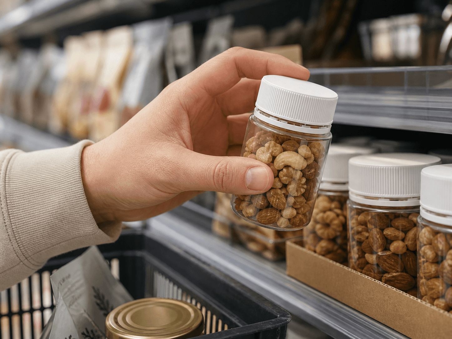 Tamper-evident Cap used for products picked up and put back in a grocery aisles setting