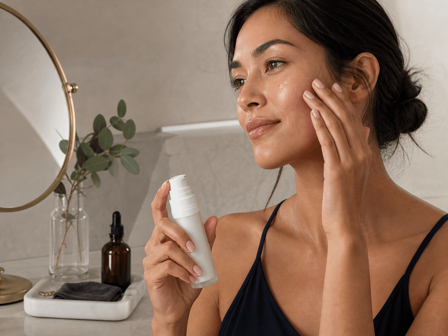 Airless Serum Bottle used for vitamin c, retinoid & peptide serums in a active skincare setting