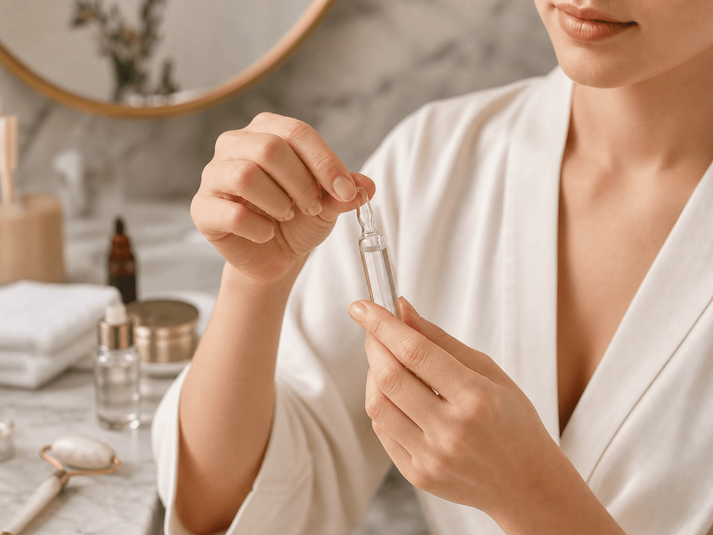 Beauty Ampoule used for consumer handling and breakage in a safe opening setting