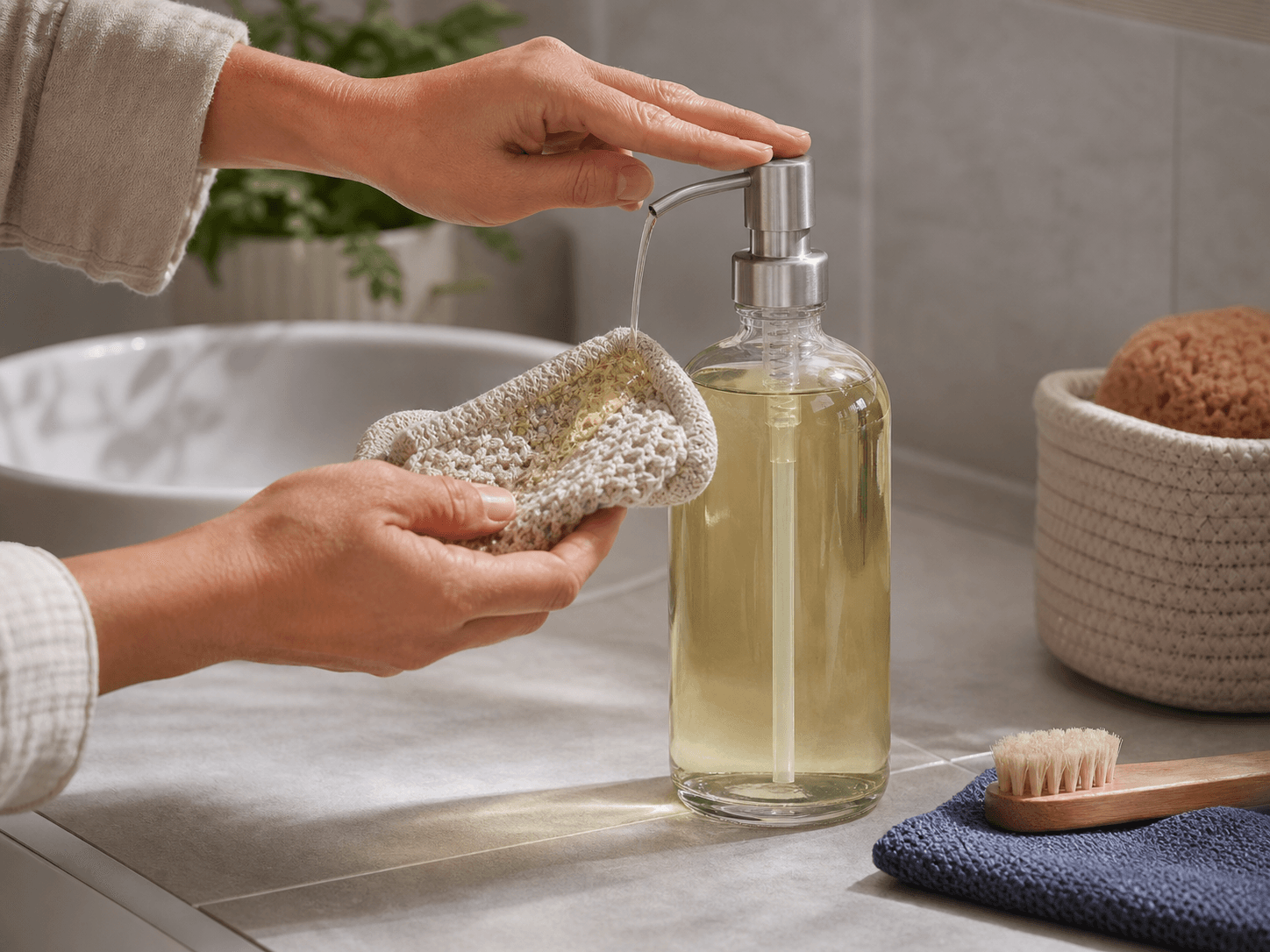 Body Wash Bottle used for larger household formats in a family & value sizes setting