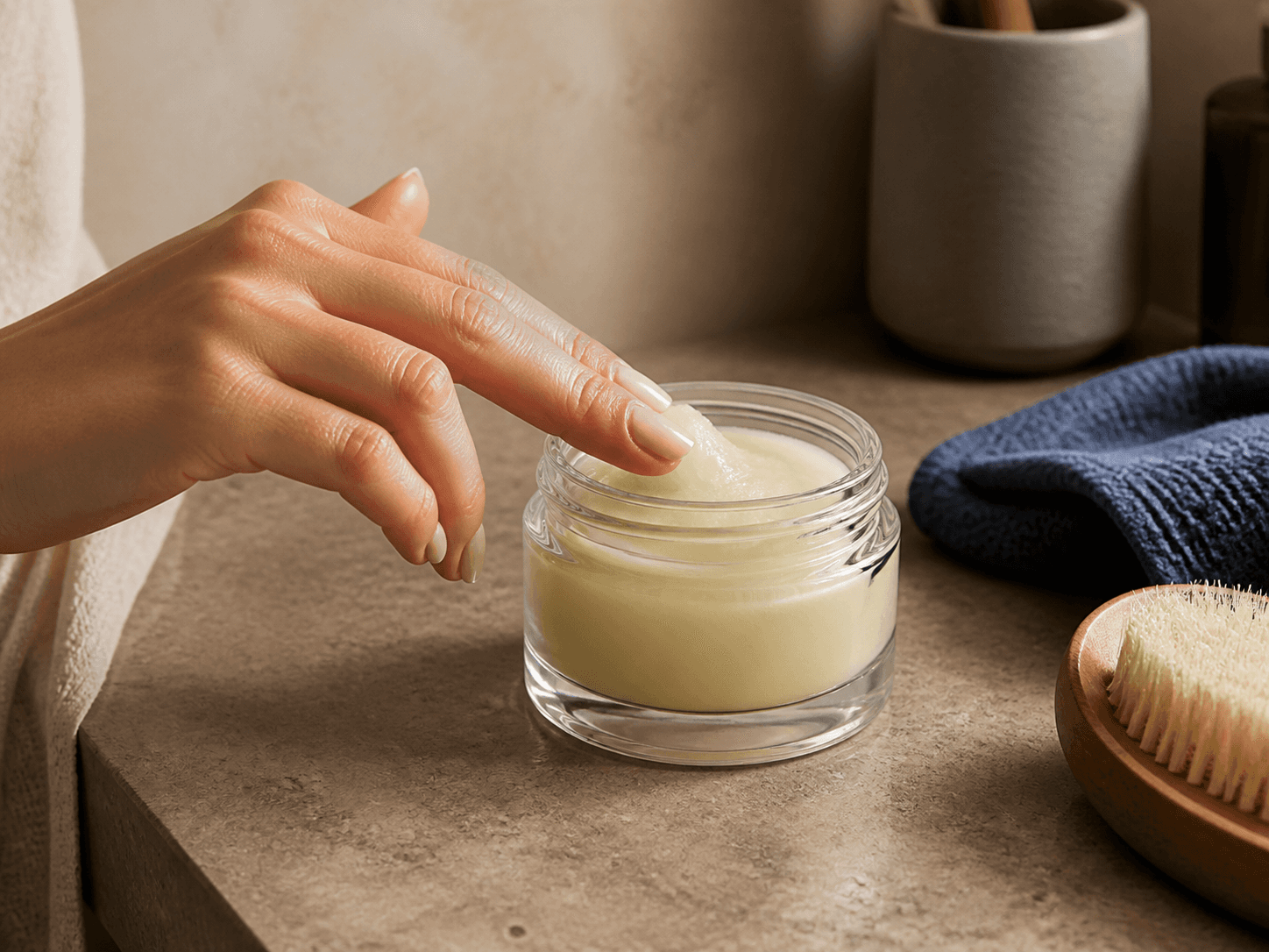 Cream Jar used for cleansing balms and solid textures in a balms setting