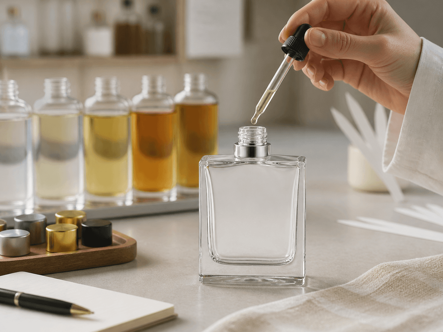 Crimp-neck Perfume Bottle used for house collections sharing one bottle in a range consistency setting