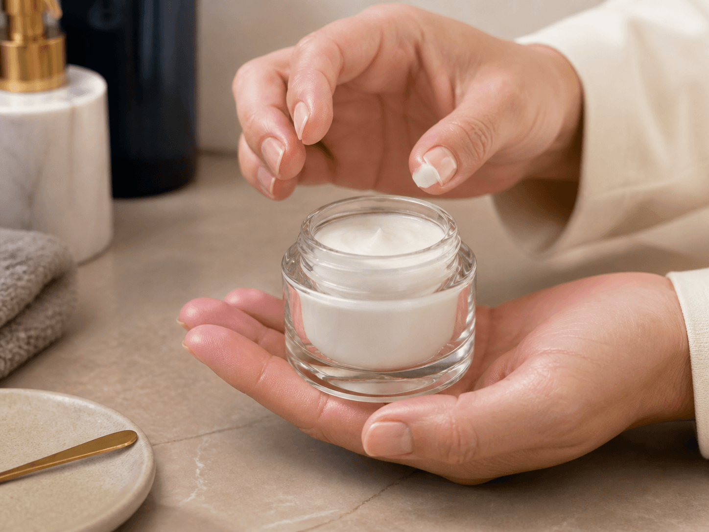 Double-wall Cream Jar used for high-value moisturizers & night creams in a premium face cream setting