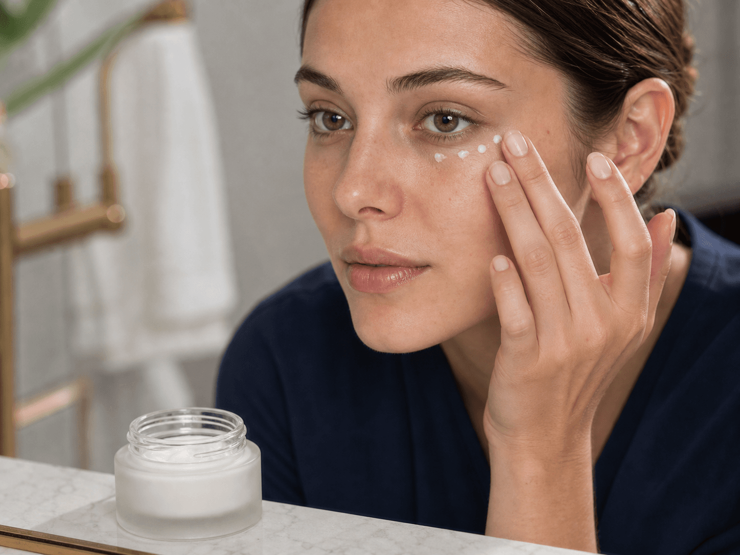 Eye Cream Jar used for creams patted around the orbital bone in a eye contour setting