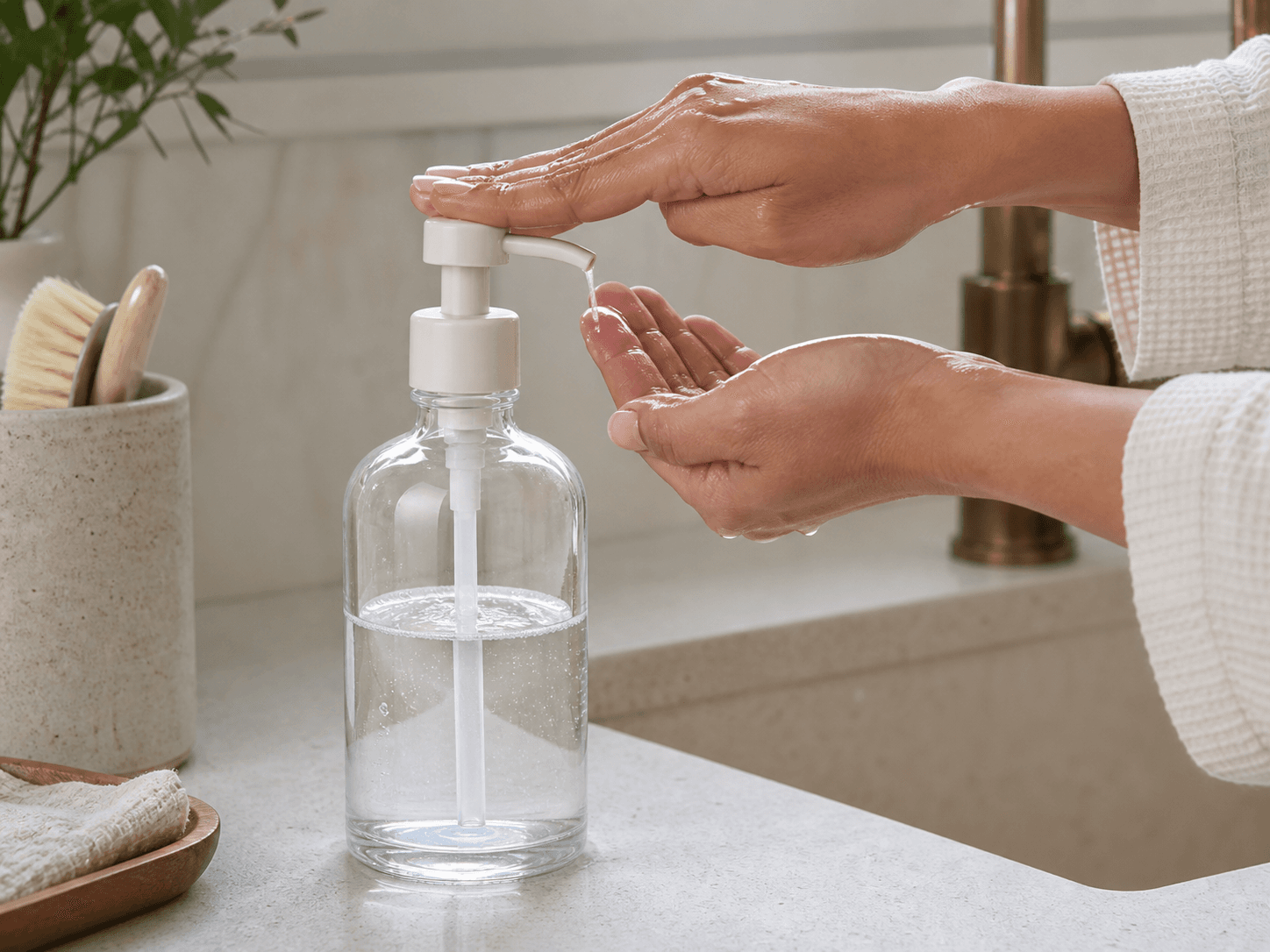 Hand Wash Bottle used for everyday household hand washes in a kitchen & bathroom setting