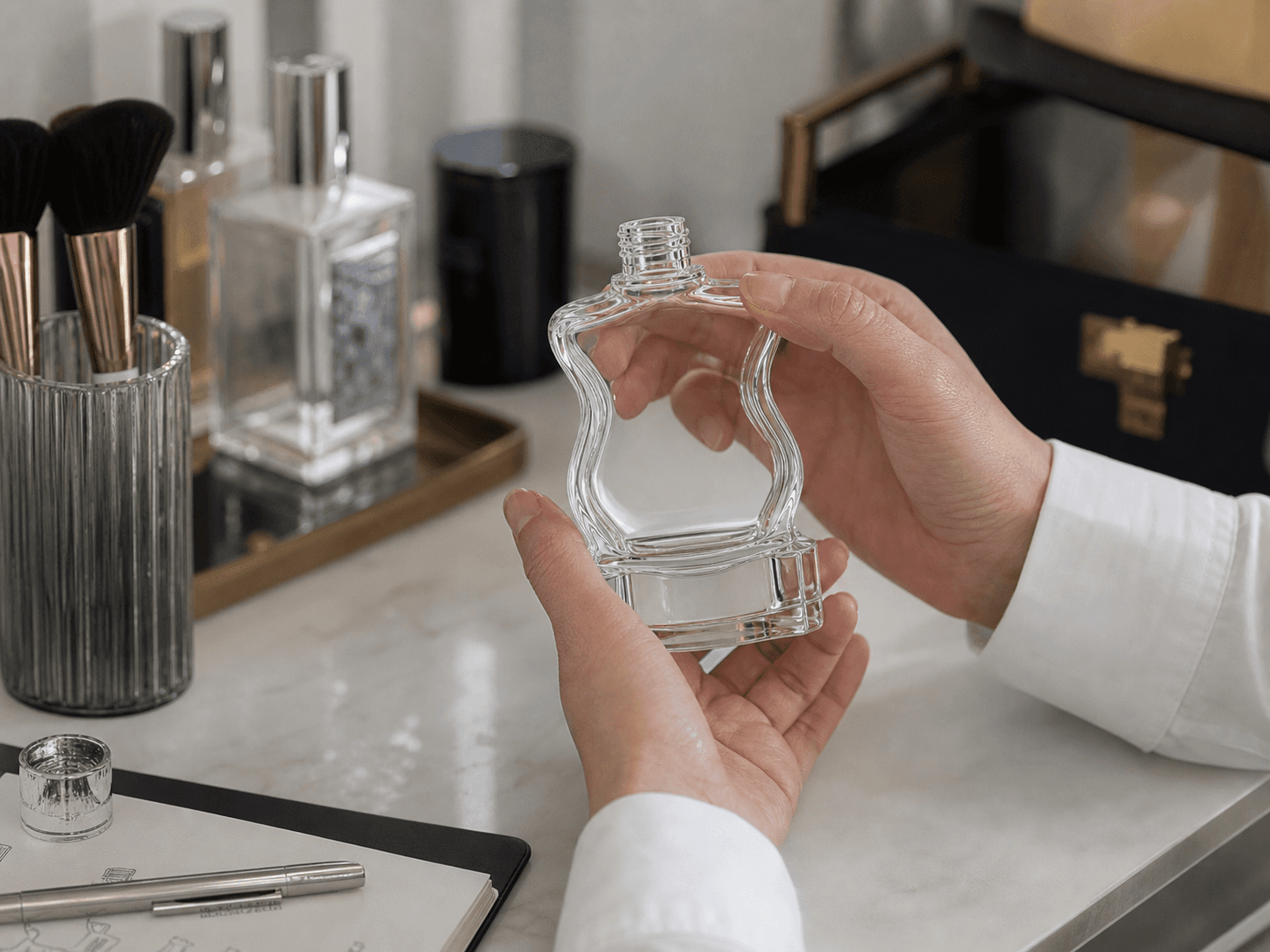 Heavy-base Figural Perfume Bottle used for editions bought to keep, not to finish in a collectors setting