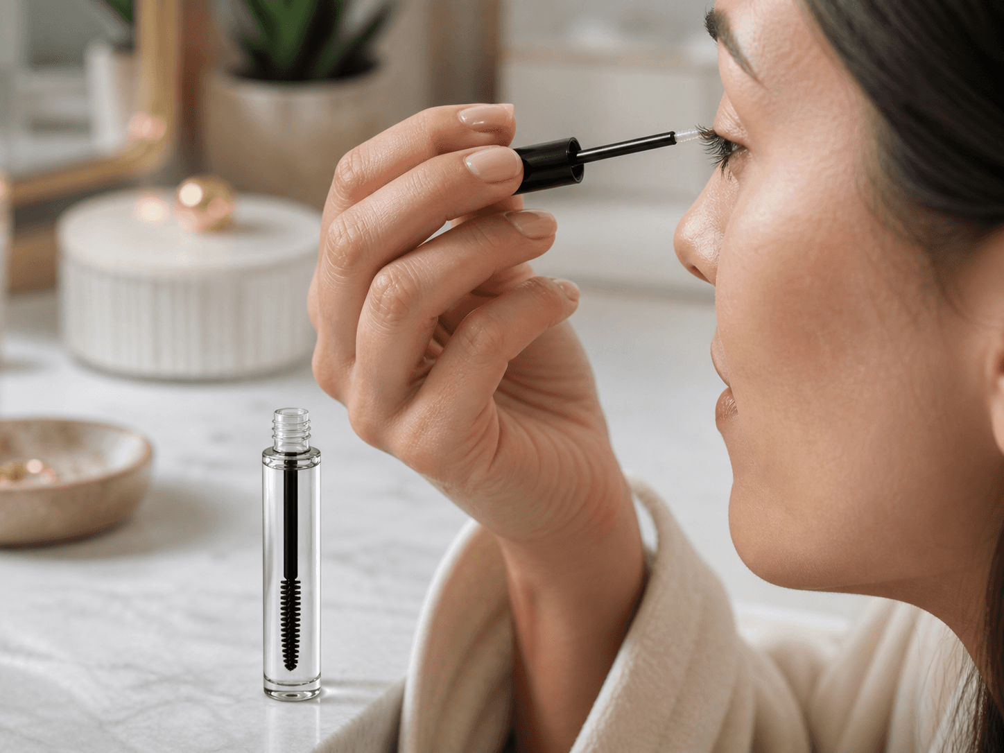 Mascara / Cosmetic Glass Bottle used for conditioning serums and treatments in a lash care setting