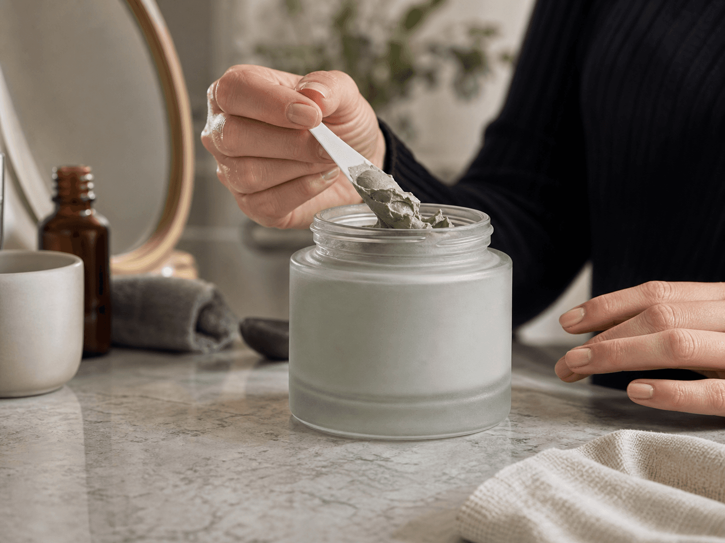 Mask Jar used for clay, cream and wash-off masks in a weekly treatment setting