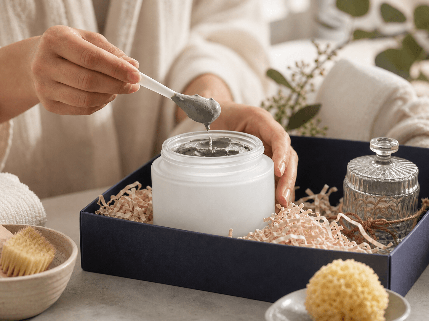 Mask Jar used for self-care sets and spa collections in a ritual and gifting setting