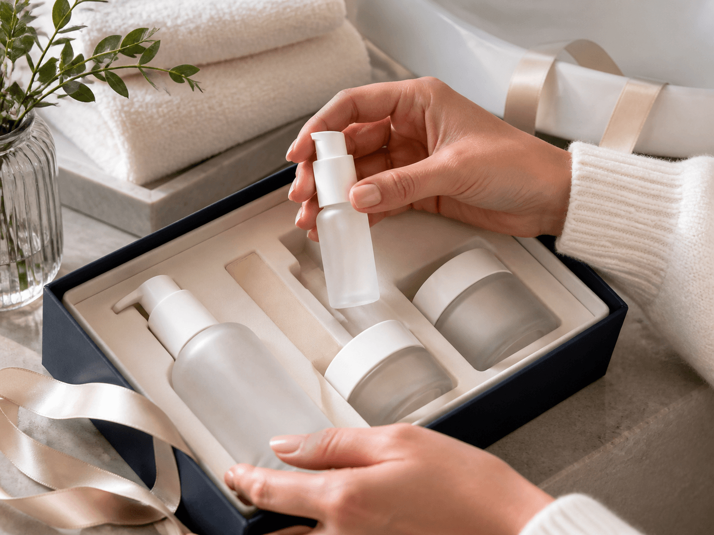 Matching Mini Travel Bottle used for gift-with-purchase & sets in a gifting setting