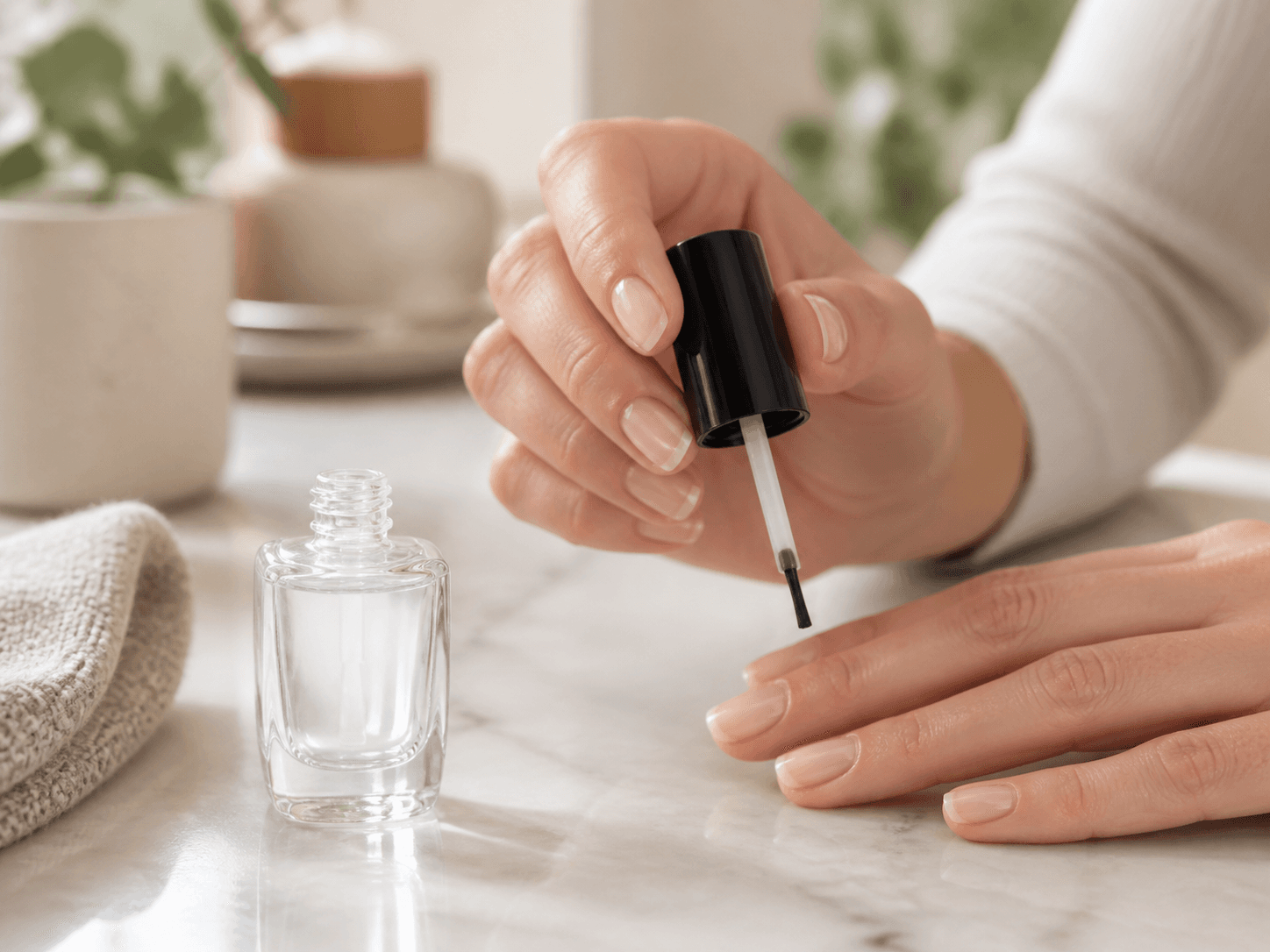 Nail Polish Bottle used for base coats, top coats & strengtheners in a treatments setting