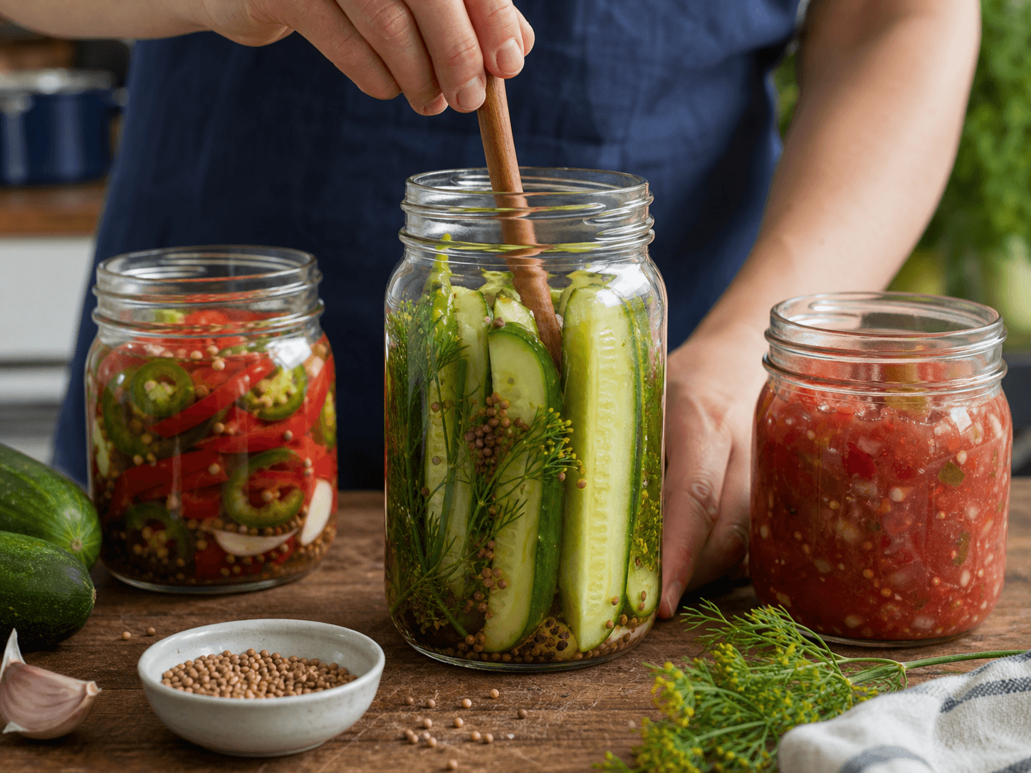 Canning Jar used for pickles, relish, salsa & tomatoes in a acidified vegetables setting