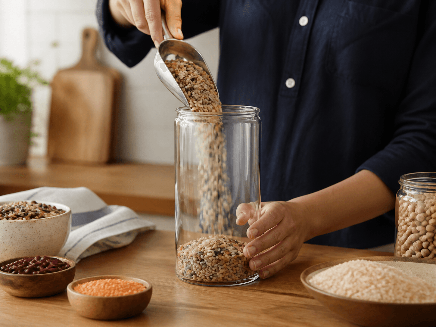 Dry Goods Storage Jar used for rice, lentils, beans & couscous in a grains & pulses setting