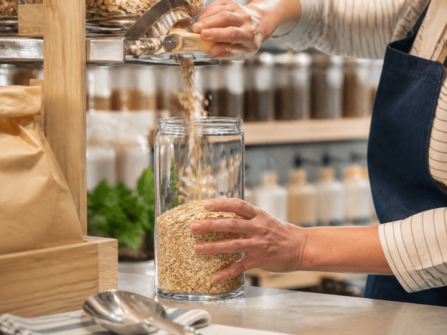 Dry Goods Storage Jar used for household decanting & managed retail in a refill programs setting