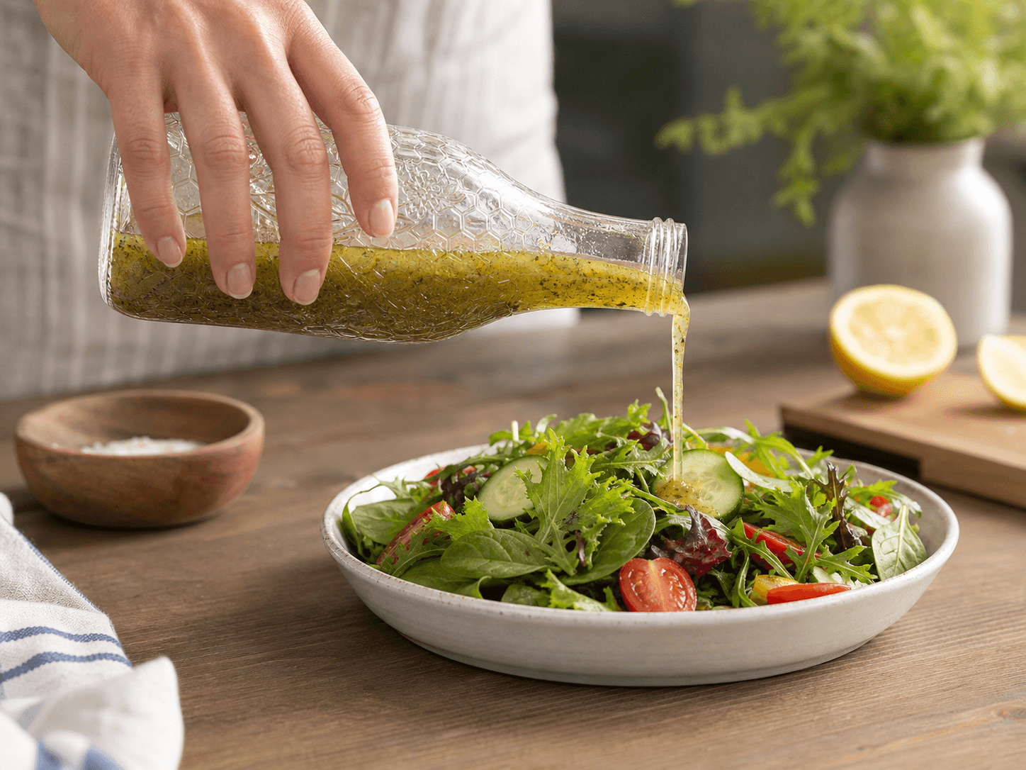 Embossed Sauce Bottle used for dressings, marinades and pourable condiments in a table sauces setting