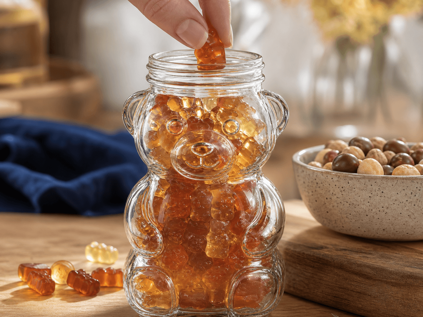 Honey Bear Bottle used for honey sweets and dry treats in a confectionery setting