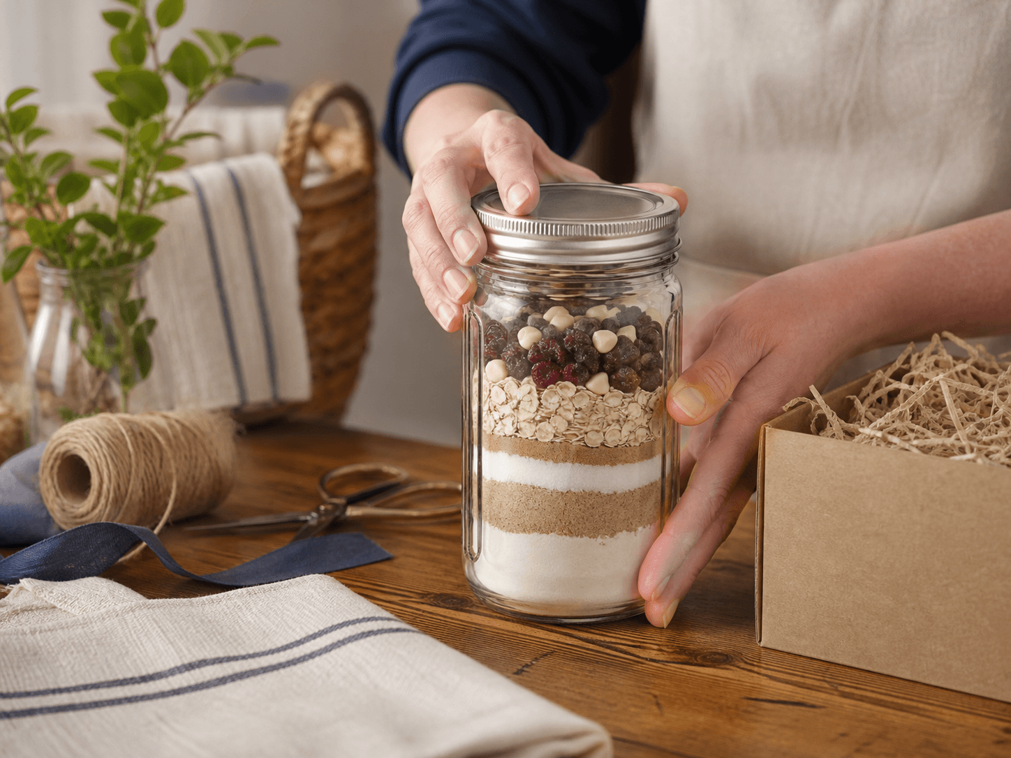 Mason Jar used for pantry goods, kits & gifting in a dry fill & presentation setting