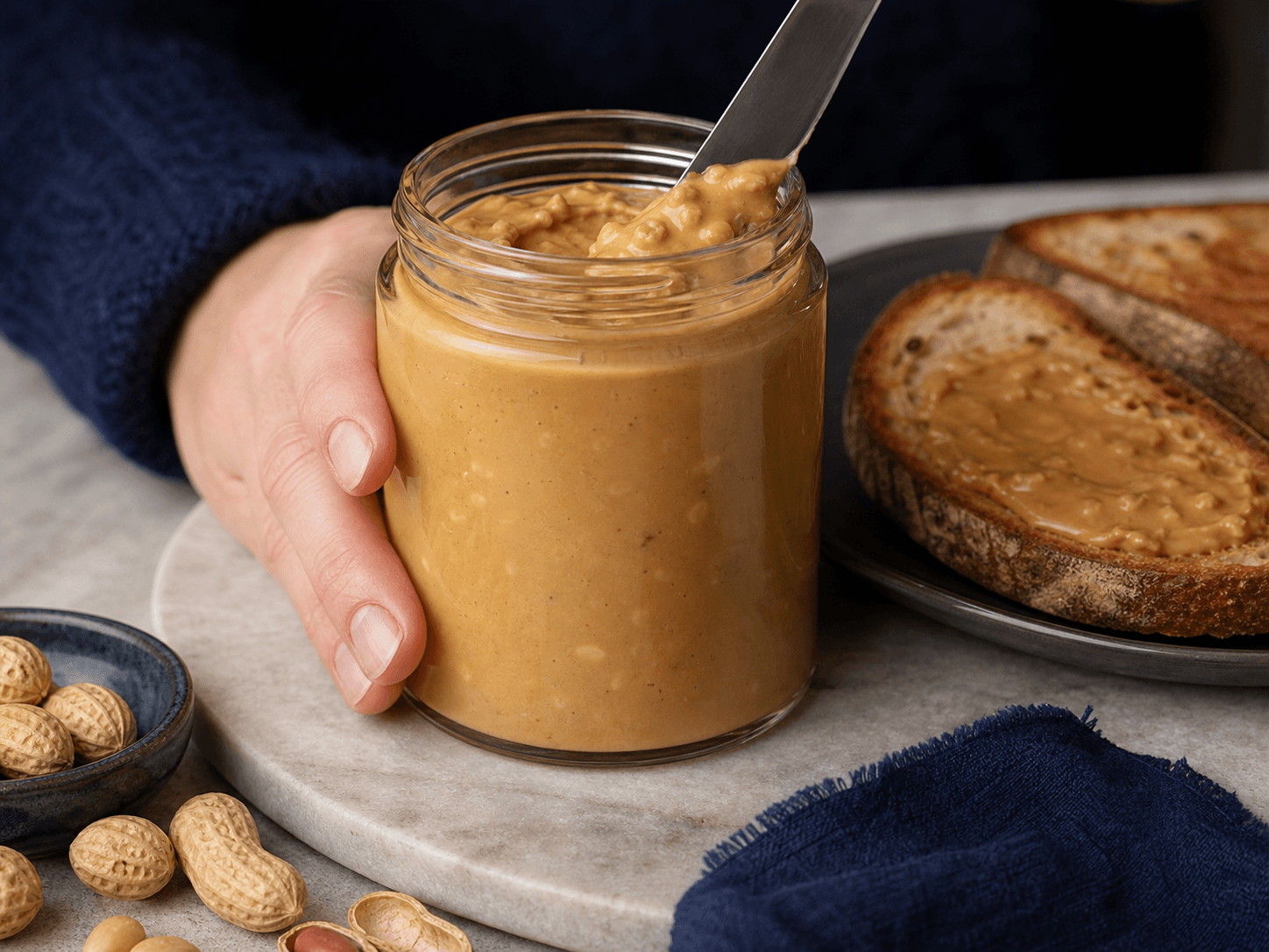 Nut Butter Jar used for smooth & crunchy peanut butter in a stabilized spreads setting