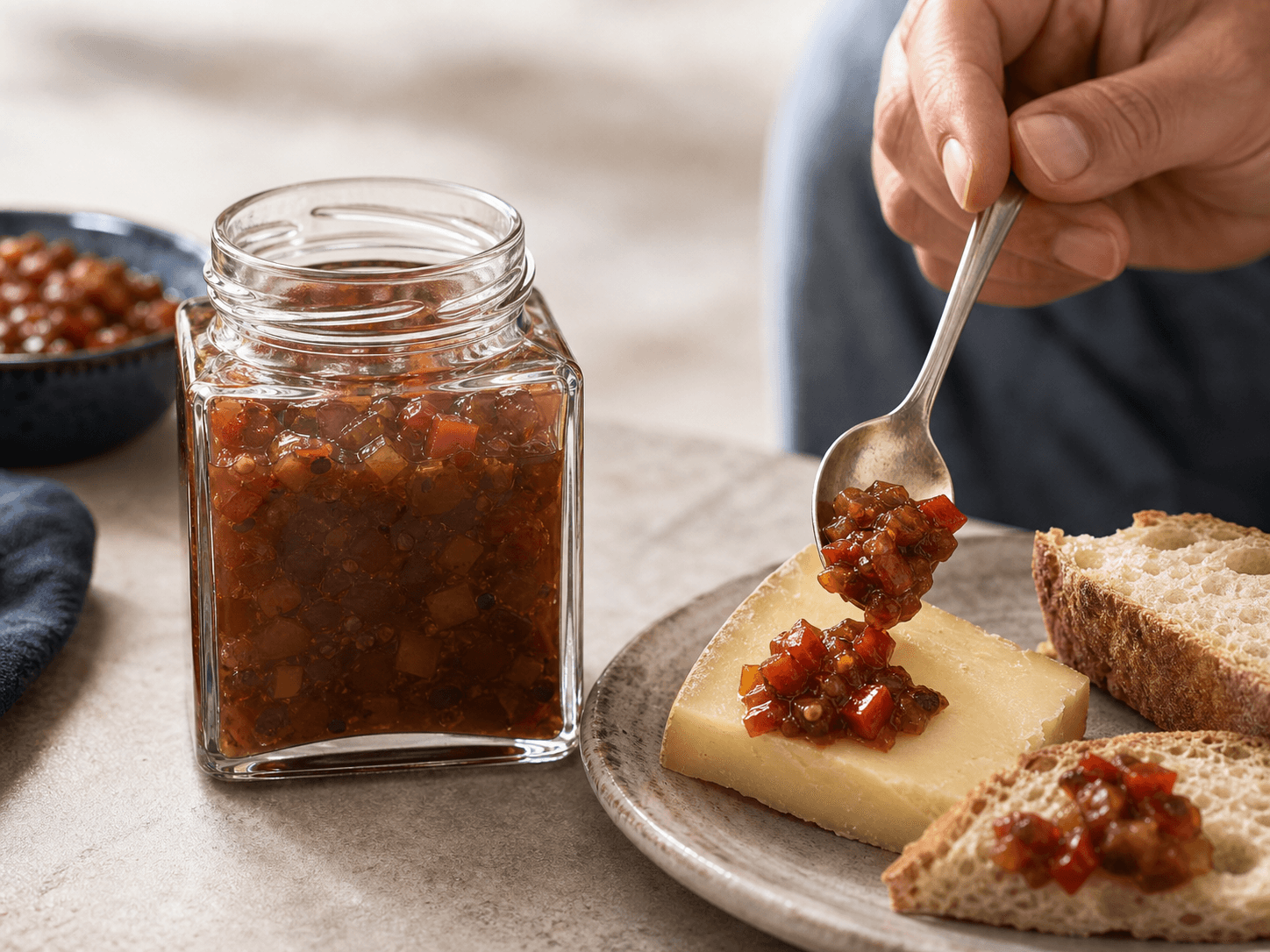 Paragon Jar used for chutney, relish and spoonable sauce in a savory preserve setting