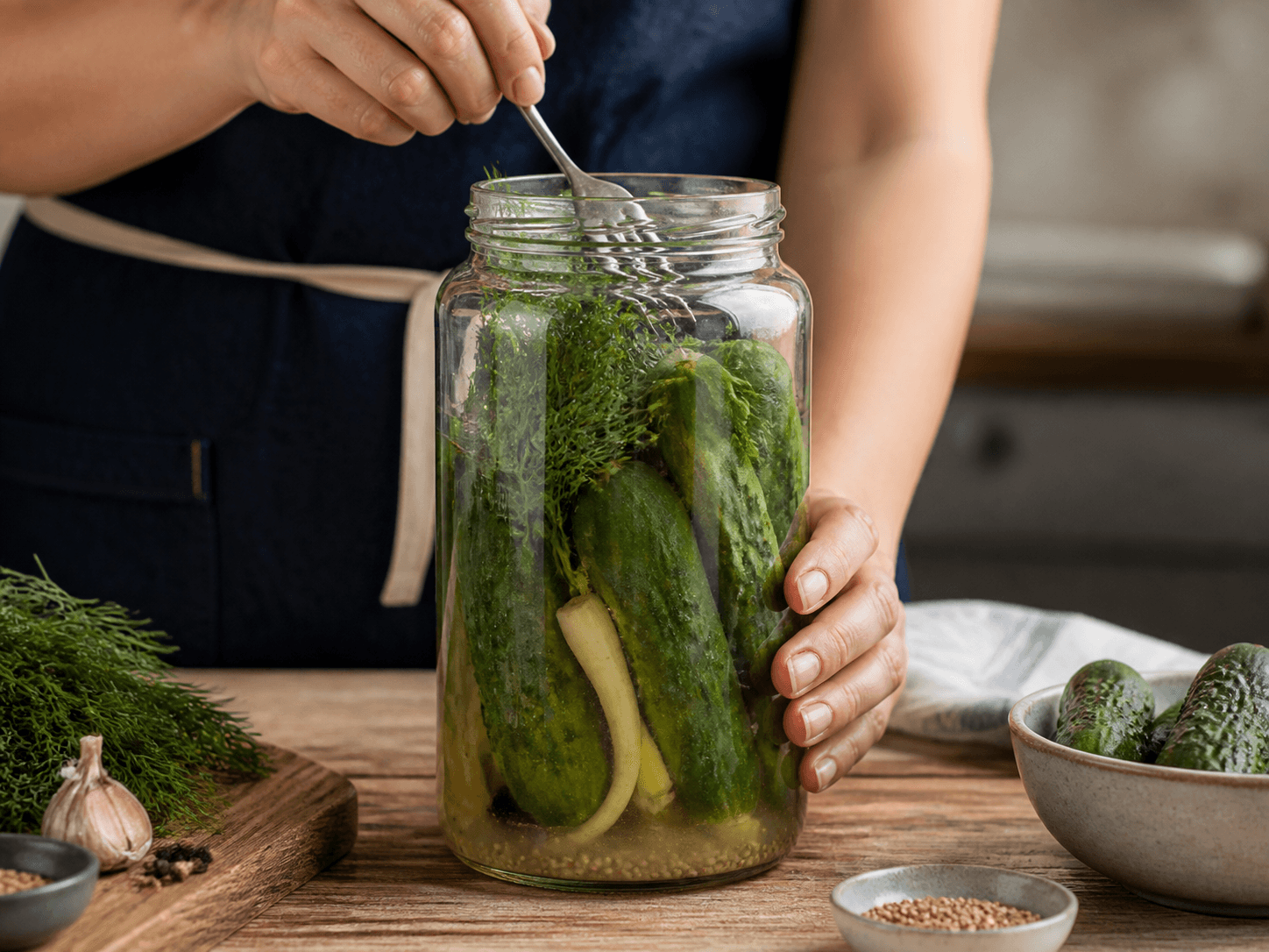 Pickle Jar used for dill cucumbers & naturally fermented vegetables in a fermented pickles setting