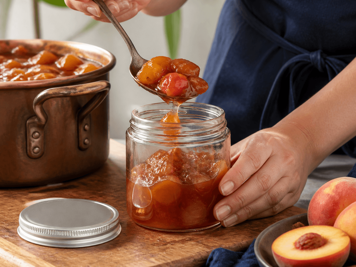 Round Jam Jar used for chunky preserves & compotes in a fruit-forward recipes setting