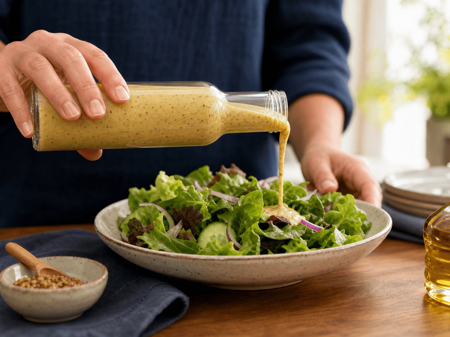 Salad Dressing Bottle used for creamy & mustard-led dressings in a stable emulsion setting