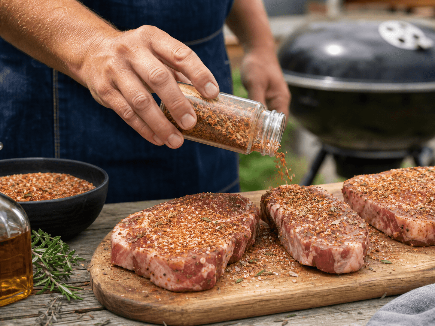Spice Shaker Bottle used for bbq rubs, herb mixes & flake seasonings in a coarse blends setting
