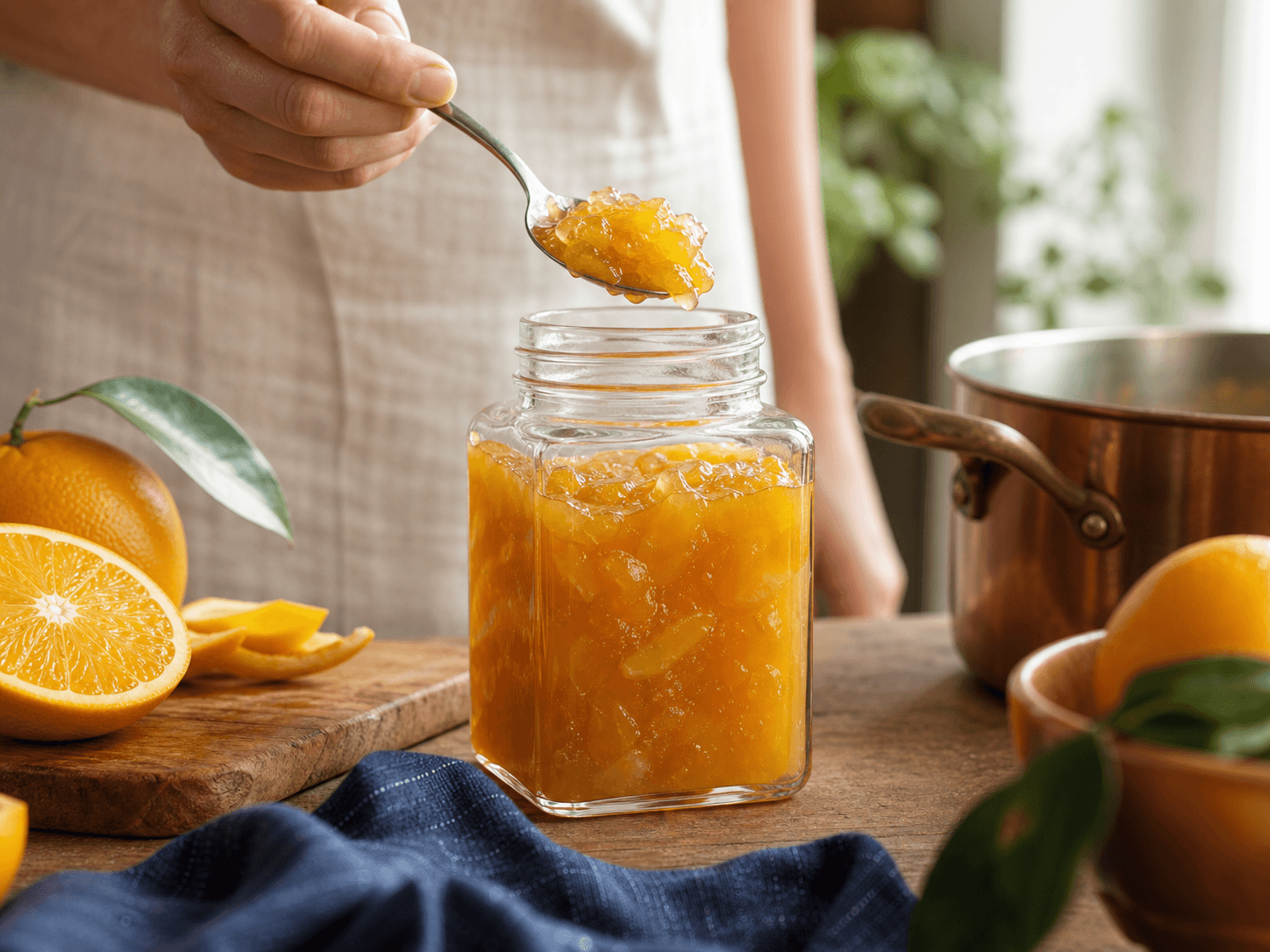 Square Mason Jar used for jam, jelly and marmalade collections in a fruit range setting