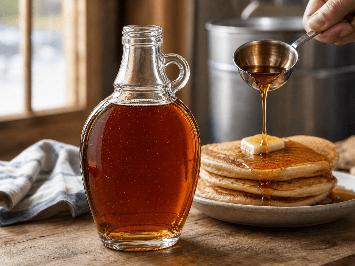 Syrup Bottle used for grade-led retail & producer bottling in a pure maple syrup setting