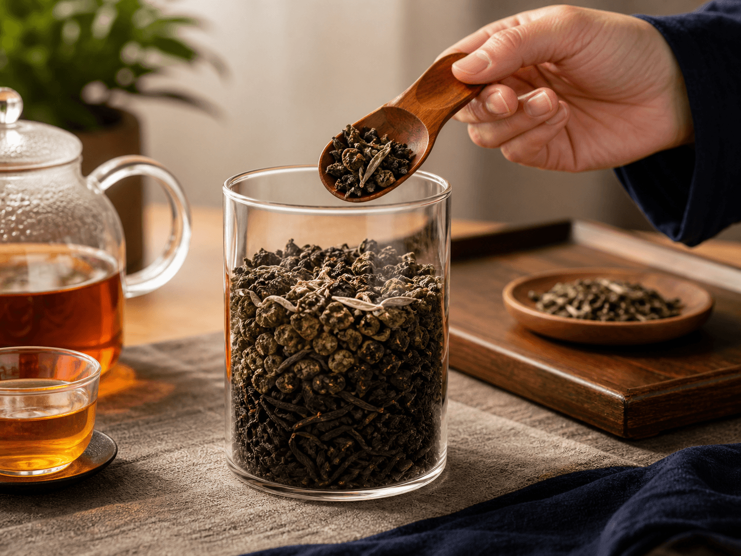 Tea Canister used for oolong, black & white tea in a whole-leaf tea setting
