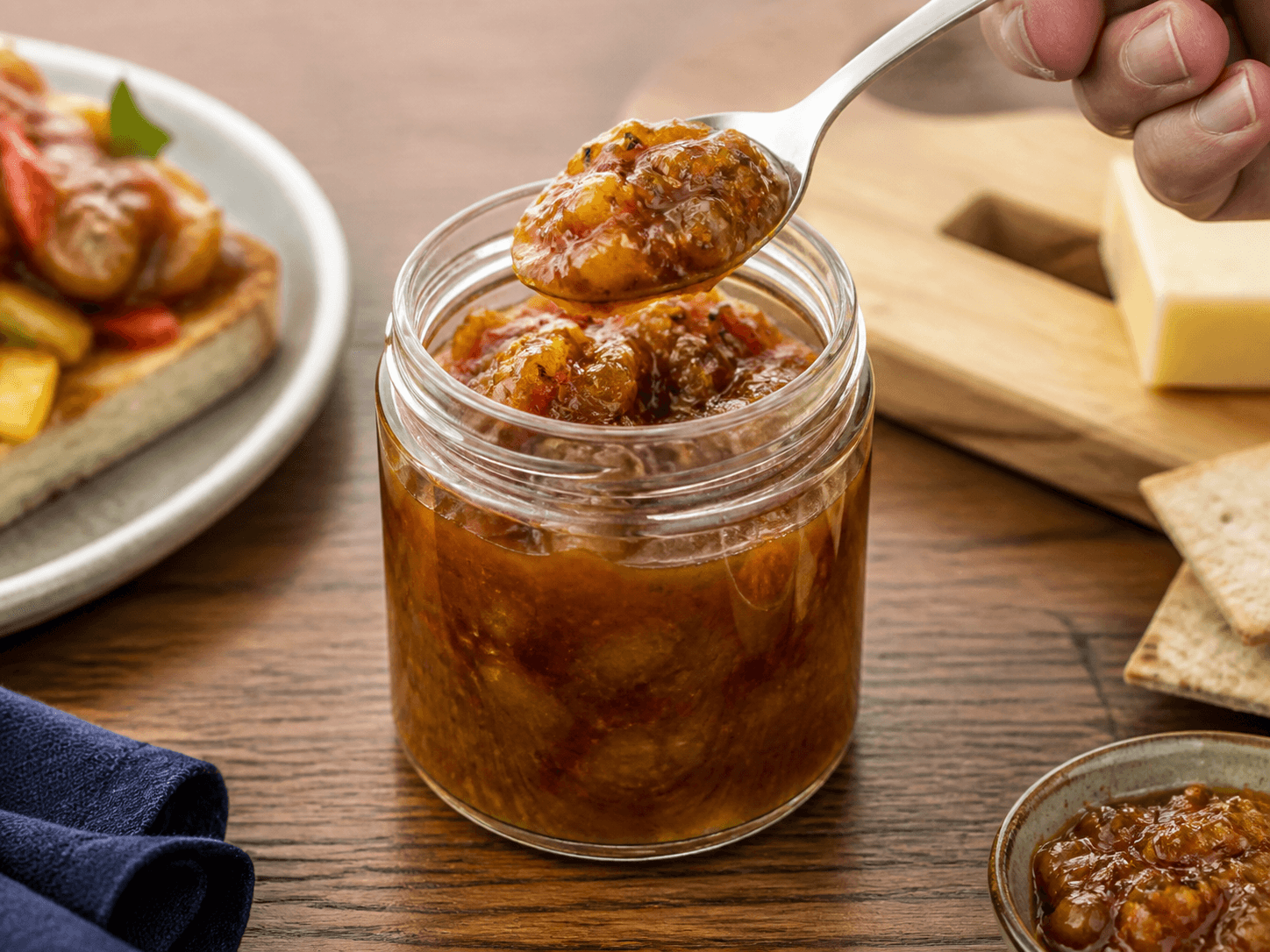 Vacuum Seal Jar used for relish, chutney & thick sauces in a spoonable condiments setting