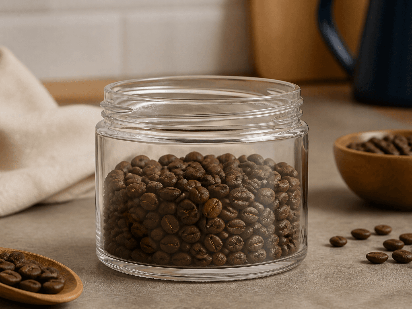 Vacuum Seal Jar used for coffee, grains & dehydrated ingredients in a externally evacuated dry goods setting