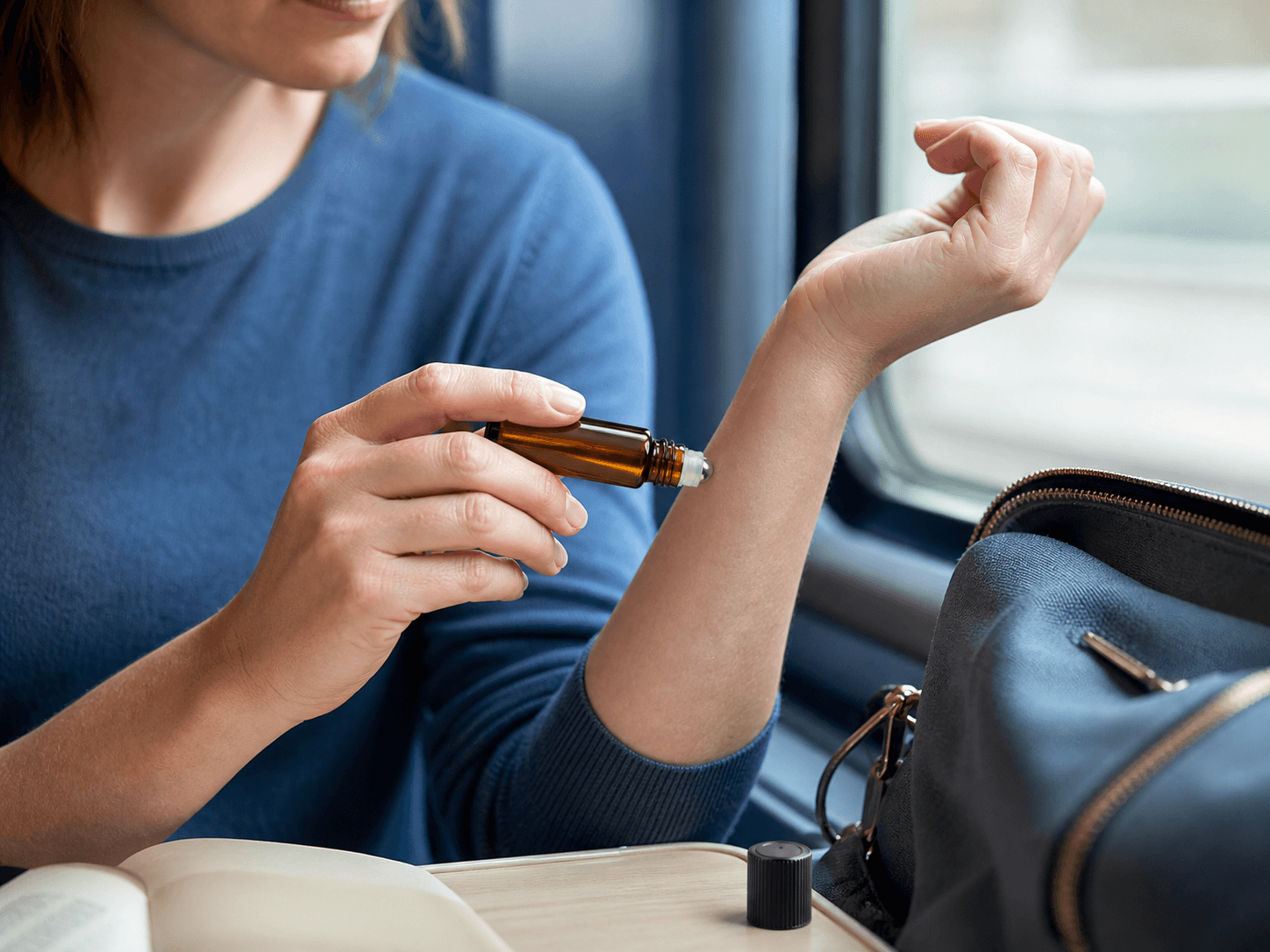 Aromatherapy Roller Bottle used for a bottle carried every day for a year in a pockets and rucksacks setting