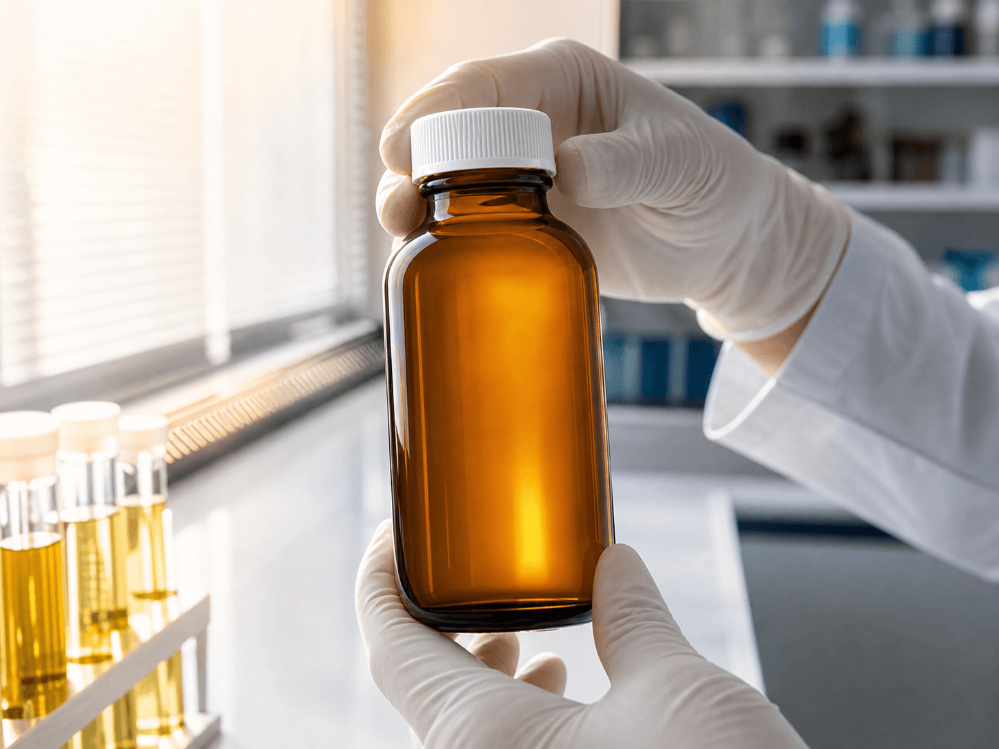 Cod Liver Oil Bottle used for amber glass against light exposure in a oxidation control setting