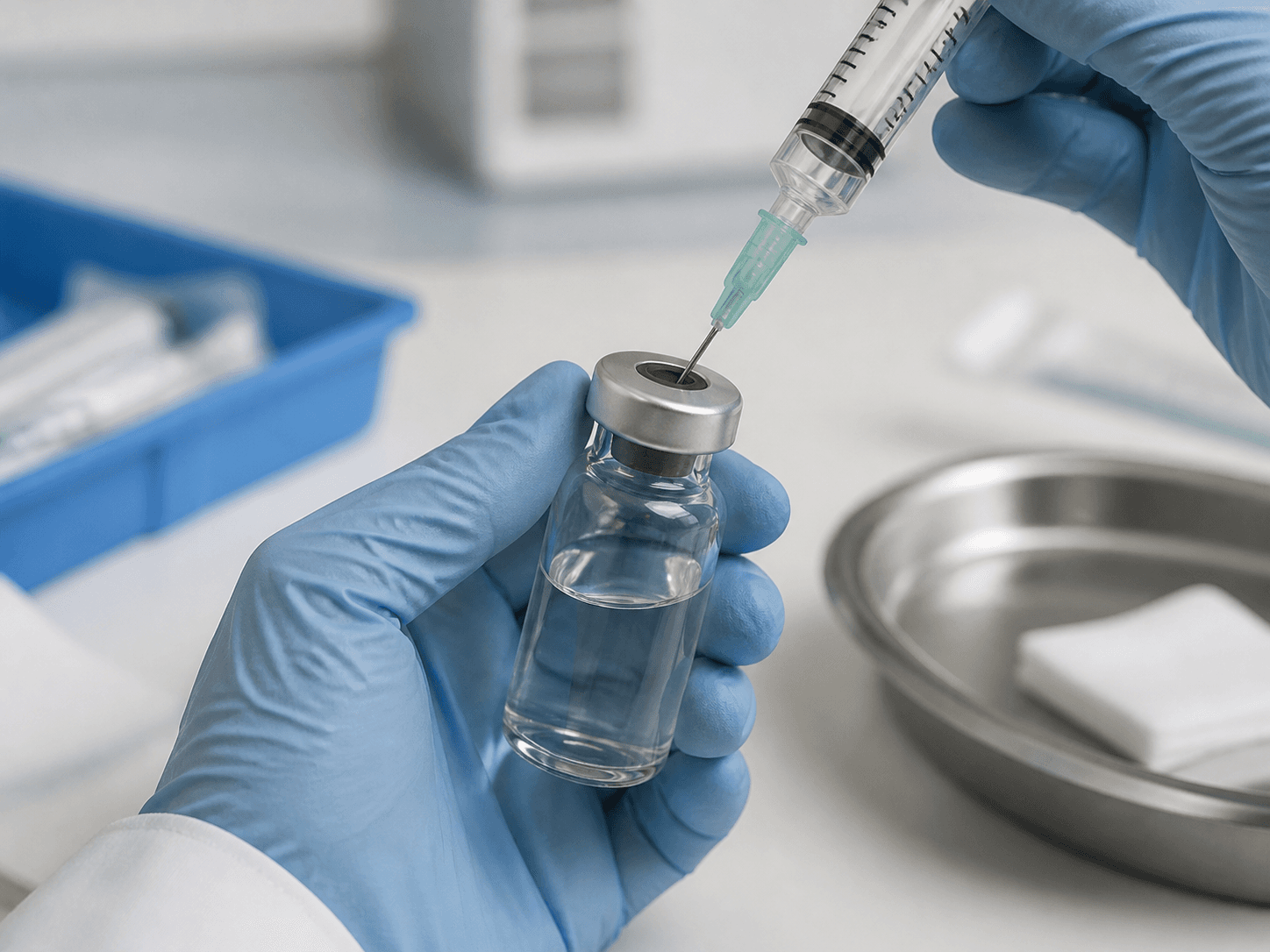 Injection Bottle used for vials accessed with a syringe in a parenteral products setting