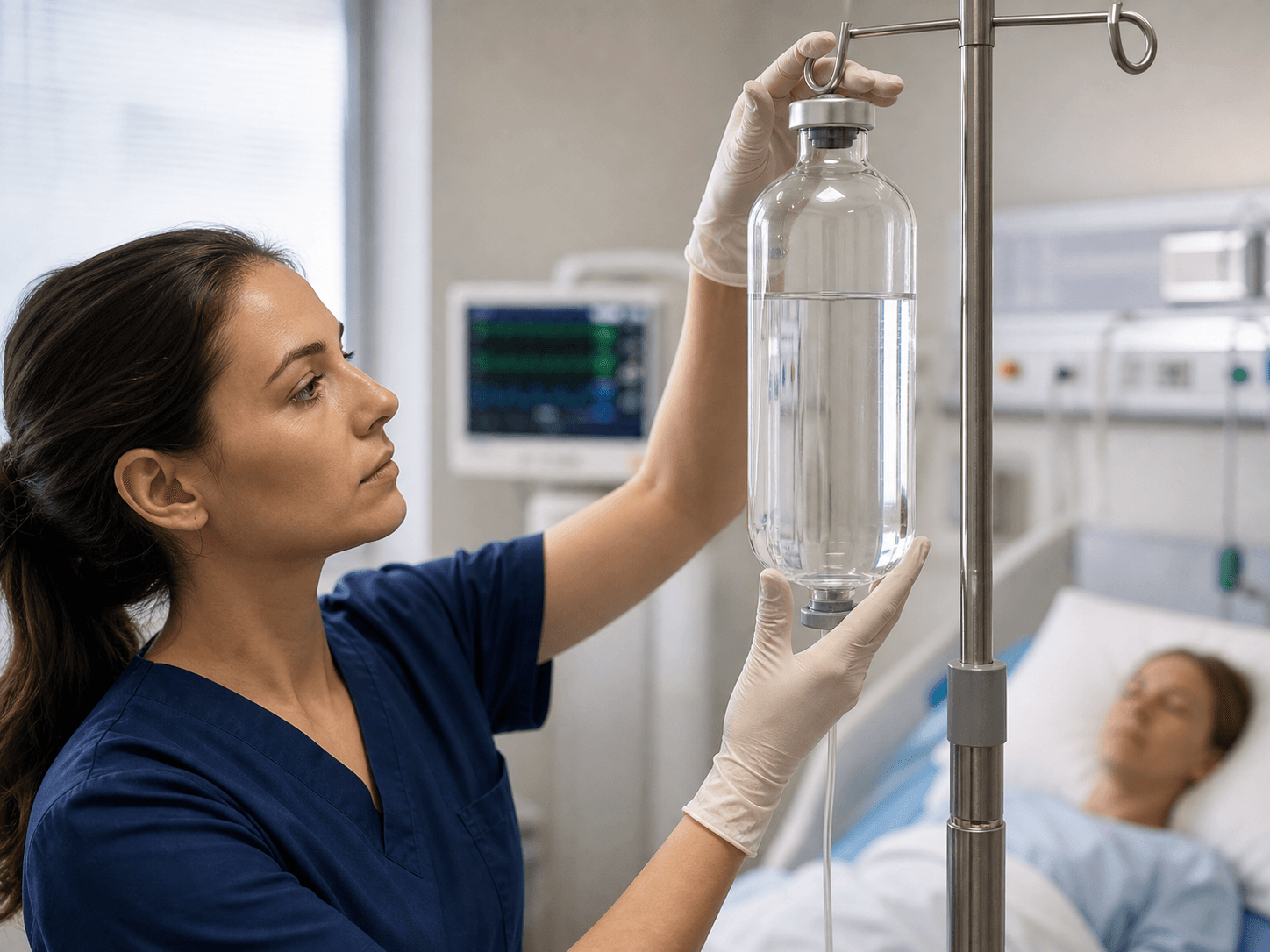 Large Volume Infusion Bottle used for large-volume fluids given over hours in a volume therapy setting