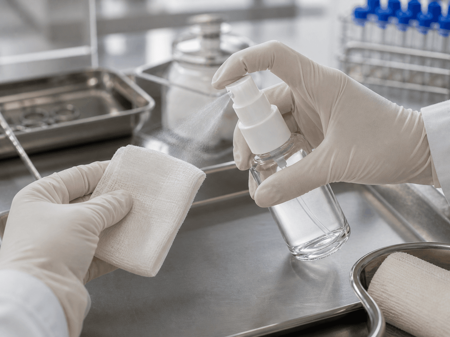 Medical Spray Bottle used for alcohol and actives against components in a formulation contact setting